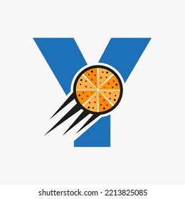 Initial Letter Y Restaurant Cafe Logo With Pizza Concept Vector Template
