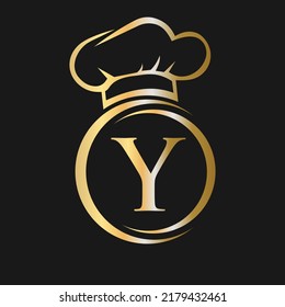 Initial Letter Y Restaurant Logo Template. Restaurant Logo Concept with Chef Hat Symbol Vector Sign