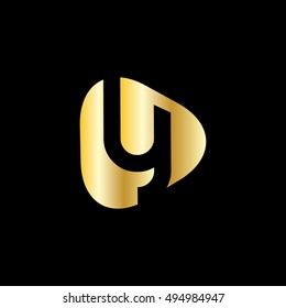 Initial Letter Y Rounded Triangle Logo Gold