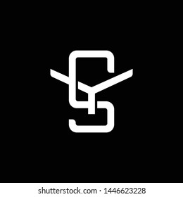 Initial letter Y and S, YS, SY, overlapping interlock monogram logo, white color on black background