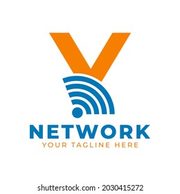 Initial Letter Y with Signal Sign Logo Branding Identity Logo Design Template