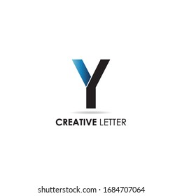 Initial Letter Y Simple With Dark Blue Gradient
