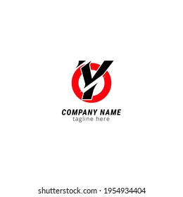 Initial letter Y sliced uppercase modern logo design template elements. Black letter with red circle isolated on white background. Suitable for business, consulting group, company logo