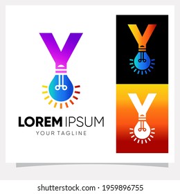 Initial Letter Y Smart Light Bulb Logo Design Vector Graphic