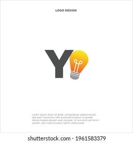 Initial Letter Y Smart Light Bulb Logo Design Vector Graphic