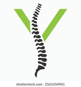 Initial Letter Y Spine Logo Concept For Chiropractic Logo Design, Medical Physiotherapy Symbol