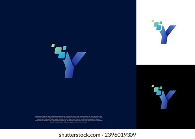 
Initial Letter Y with square pixel dot Motion . Vector Logo Design Template
