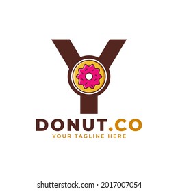 Initial Letter Y Sweet Donut Logo Design. Logo for Cafes, Restaurants, Coffee Shops, Catering.