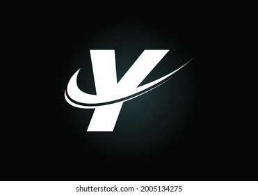 Initial letter Y with swoosh, black and white logo template. Modern vector logotype for business and company identity.