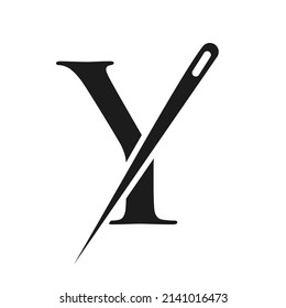 Initial Letter Y Tailor Logo, Needle and Thread Combination for Embroider, Textile, Fashion, Cloth, Fabric Template