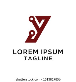 initial letter Y Tech logo template