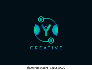 Initial Letter Y Technology Logo, Unique style with gradient color.