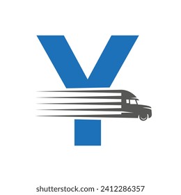 Initial Letter Y Truck Logo For Transportation Symbol. Transportation Logotype