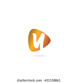 Initial Letter Y U Rounded Triangle Shape Icon Logo Design Elements