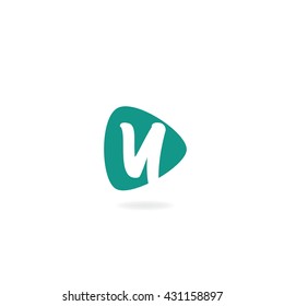 Initial Letter Y U Rounded Triangle Shape Icon Logo Design Elements