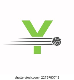 Initial Letter Y Volleyball Logo Design Sign. Volleyball Sports Logotype