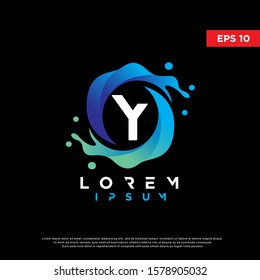 initial letter y water splash logo. modern icon, template design