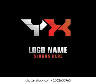 Initial letter Y X logo template vector