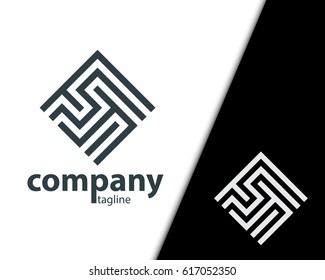 Initial Letter Y YM Maze Concept Design Logo