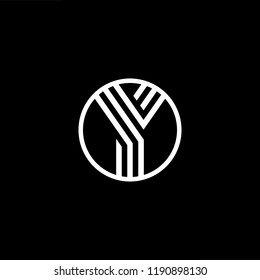 Initial letter Y YY YYY OY YO minimalist art monogram shape logo, white color on black background.