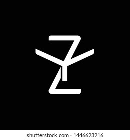 Initial letter Y and Z, YZ, ZY, overlapping interlock monogram logo, white color on black background