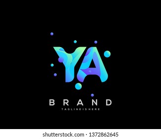 Initial letter YA logo with colorful background, letter combination logo design for creative industry, web, business and company. - Vector