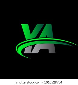 initial letter YA logotype company name colored green and black swoosh design. vector logo for business and company identity.