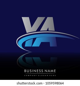 initial letter YA logotype company name colored blue and grey swoosh design. vector logo for business and company identity.