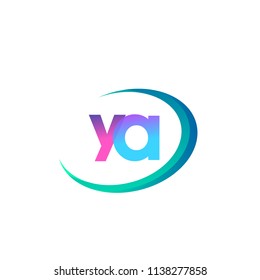 initial letter YA logotype company name, coloreful and swoosh design. vector logo for business and company identity.