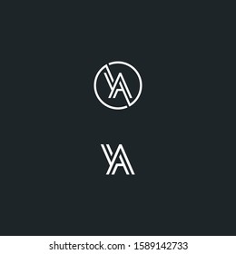 Initial letter YA, minimalist line art monogram circle logo, eps 10