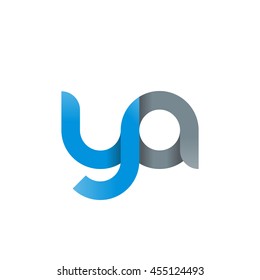 initial letter ya modern linked circle round lowercase logo blue gray
