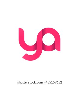 initial letter ya modern linked circle round lowercase logo pink