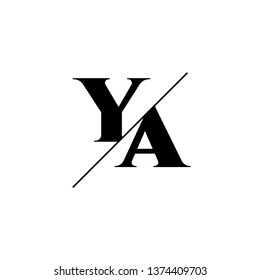 Initial Letter YA Monogram Sliced. Logo template isolated on white background