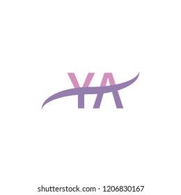 Initial letter YA, overlapping movement swoosh logo, soft purple color isolated on white background