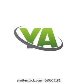 initial letter YA swoosh ring company logo green gray