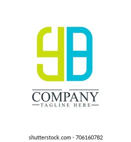 Initial Letter YB Linked Box Design Logo