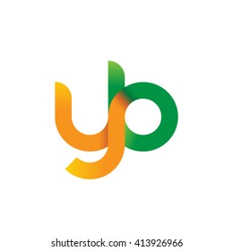 initial letter yb linked round lowercase logo orange green
