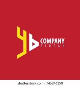 Initial Letter YB Linked Triangle Design Logo