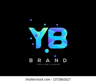 Initial letter YB logo with colorful background, letter combination logo design for creative industry, web, business and company. - Vector