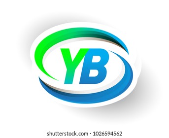 initial letter YB logotype company name colored blue and green swoosh design, modern logo concept. vector logo for business and company identity.