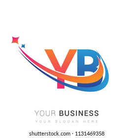 initial letter YB logotype company name colored orange, red and blue swoosh star design. vector logo for business and company identity.
