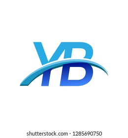 initial letter YB logotype company name colored blue and swoosh design. vector logo for business and company identity.