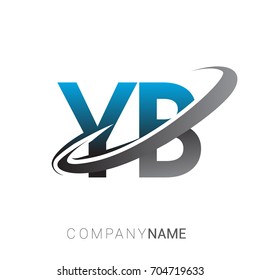 initial letter YB logotype company name colored blue and grey swoosh design. logo design for business and company identity.