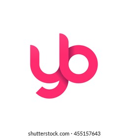 initial letter yb modern linked circle round lowercase logo pink