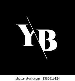 Initial Letter YB Monogram Sliced. Modern logo template isolated on black background