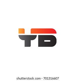 Initial letter YB, straight linked line bold logo, gradient fire red black colors