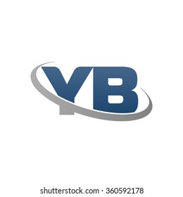 initial letter YB swoosh ring company logo blue gray
