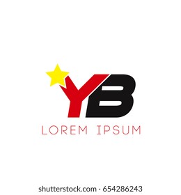 Initial letter yb yellow star logo red black
