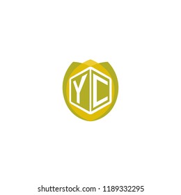 Initial Letter YC Hexagonal Shape Logo Design with Leaf, Nature, Ecology, Environment Illustration