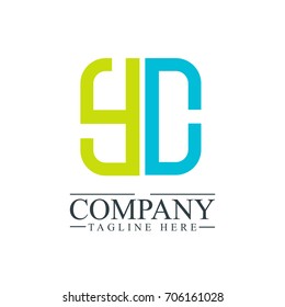 Initial Letter YC Linked Box Design Logo